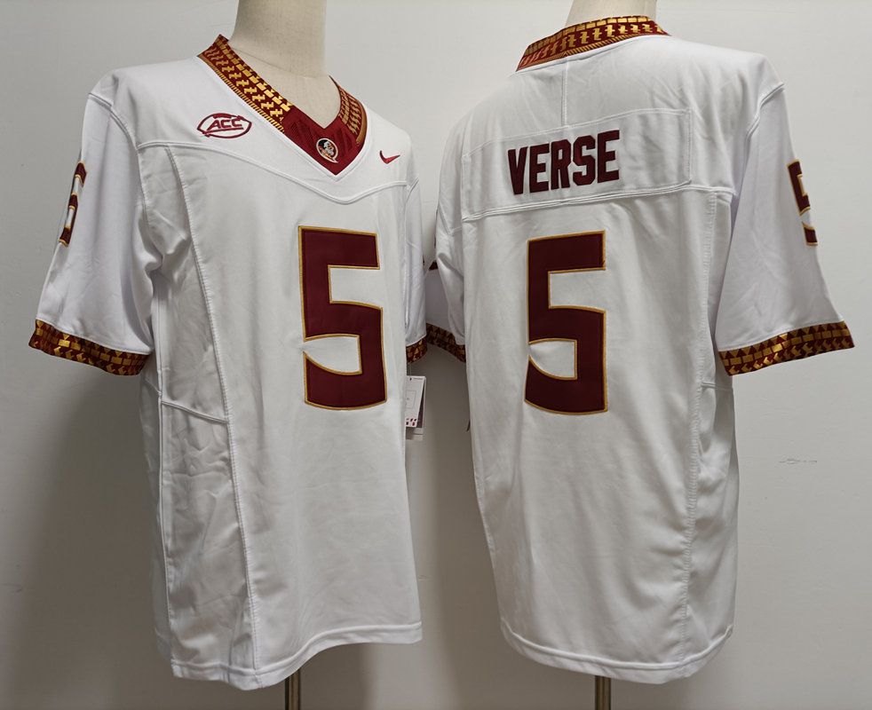 Men Florida State Seminoles FSU 5 Verse White Nike 2025 NCAA Jersey